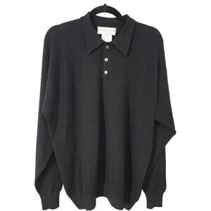 Vintage Clan Douglas Black Sweater Large Men's Wool Pullover Long‎ Sleeve